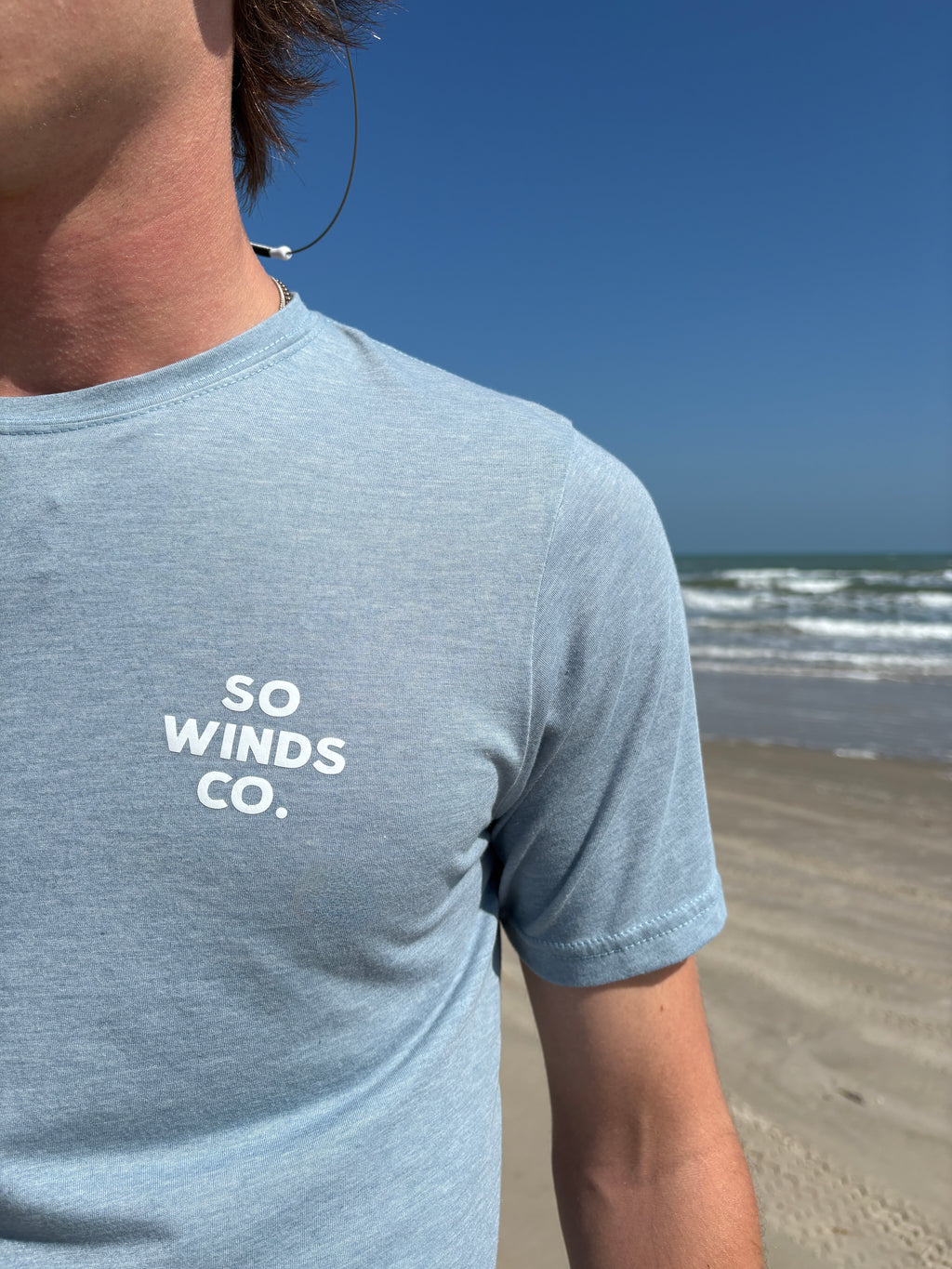 Southern Winds Compass Logo Tee- Light Blue