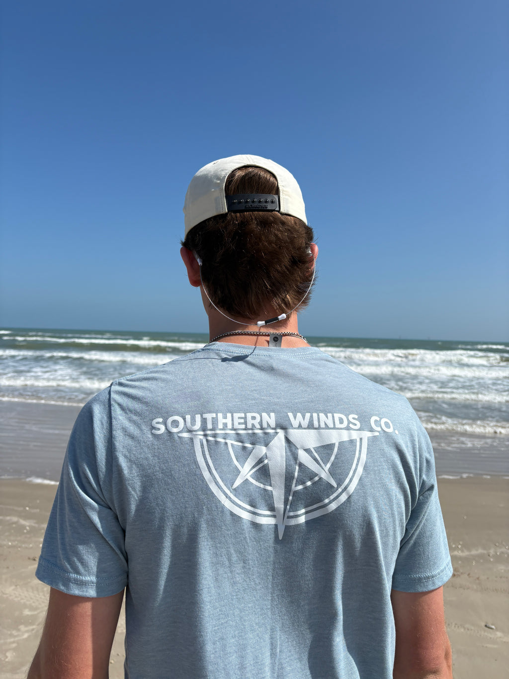 Southern Winds Compass Logo Tee- Light Blue