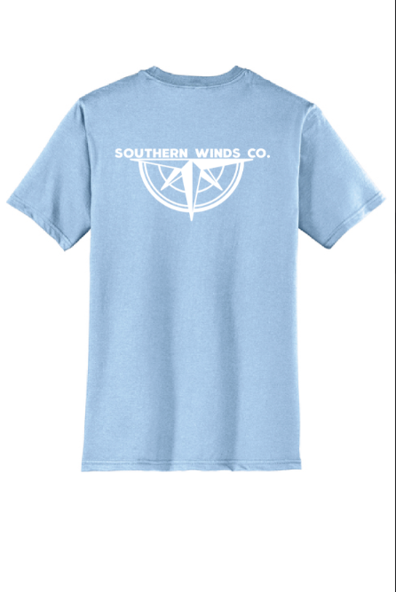 Southern Winds Compass Logo Tee- Light Blue